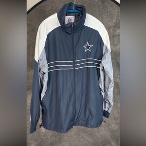 Dallas Cowboys NFL Windbreaker Jacket Men’s XL Blue Gray Full Zip Vintage SI